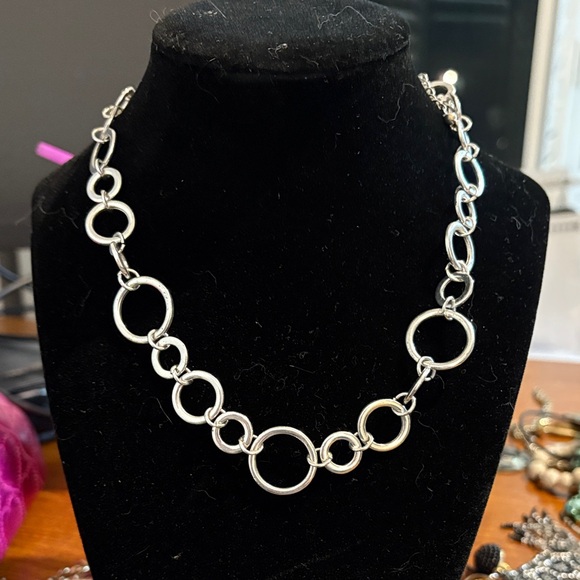 Kim Rogers Jewelry - Kim Rogers Silver Tone Link Necklace Round Open Circle Links Signed KR